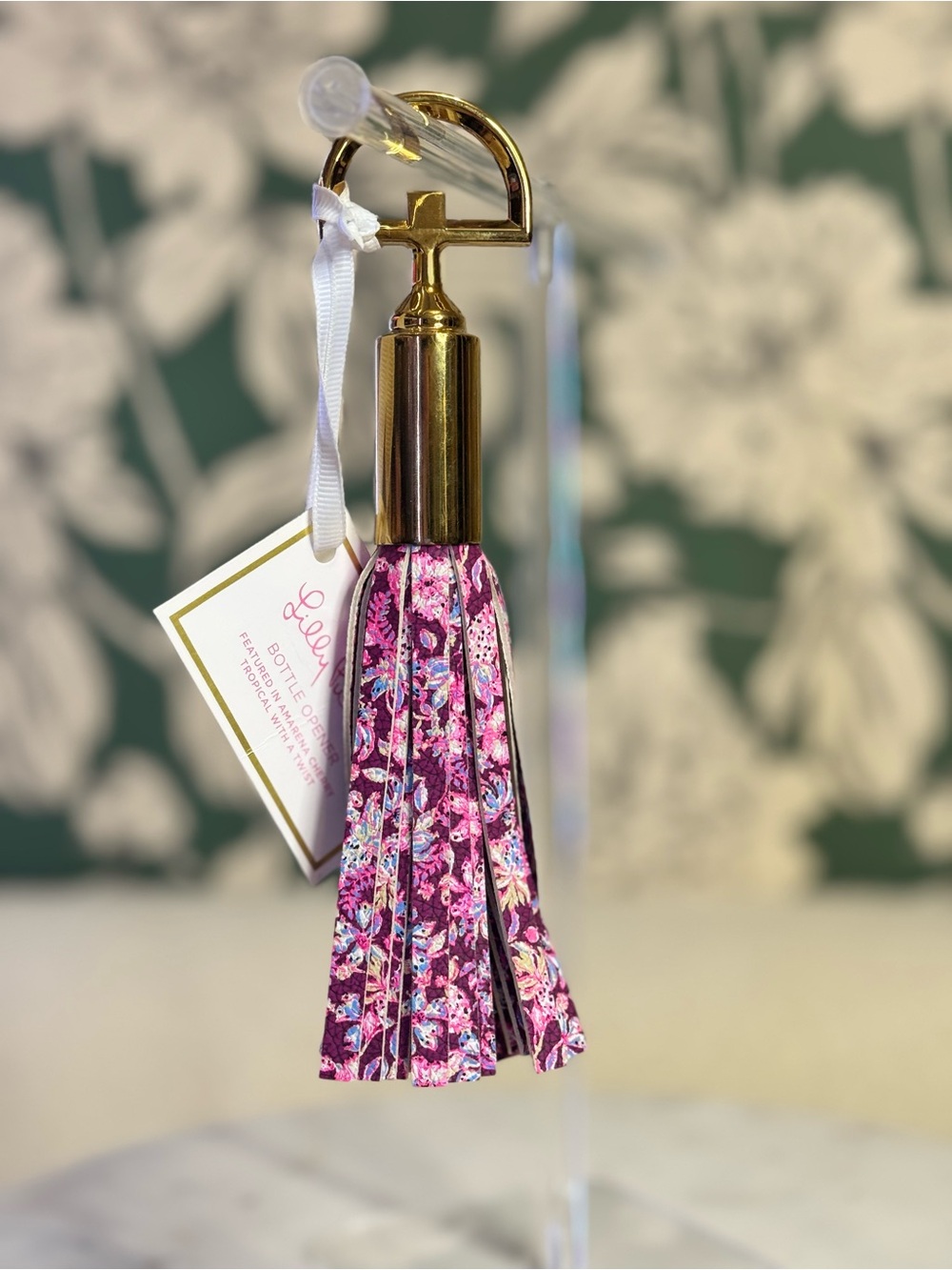 Lilly Pulitzer Pink Floral Bottle Opener with Gold Hardware NWT